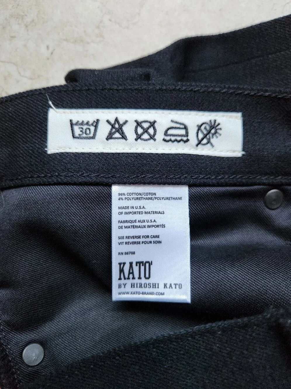 NWOT KATO’ Hiroshi Kato The Pen Slim Jeans 33x33 Black Raw Selvedge Denim USA